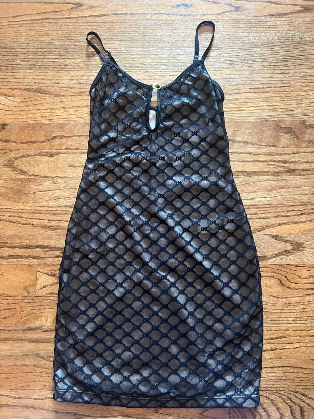 Black Mesh Dress with Geometric Pattern